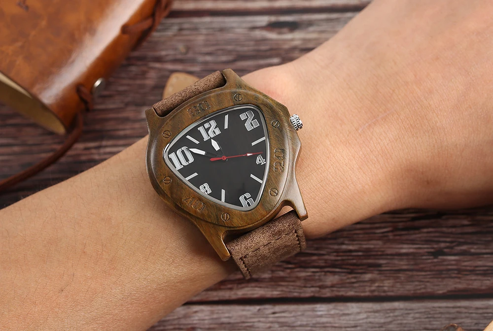 YISUYA Handmade Bamboo Wood Wrist Watch Inverted Triangle Case Sport Men's Watches Nature Wooden Timber Clock Relogio Gift Bag 1 (29)