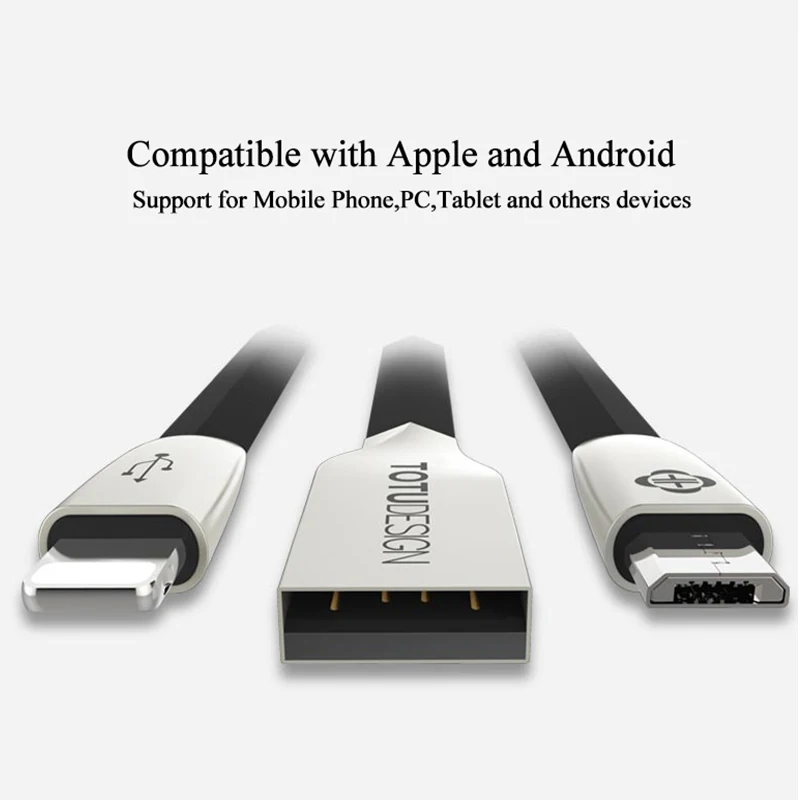 TOTU 2 в 1 USB кабель для iPhone Xs Max Xr X 8 7 быстрое зарядное устройство Micro мобильного