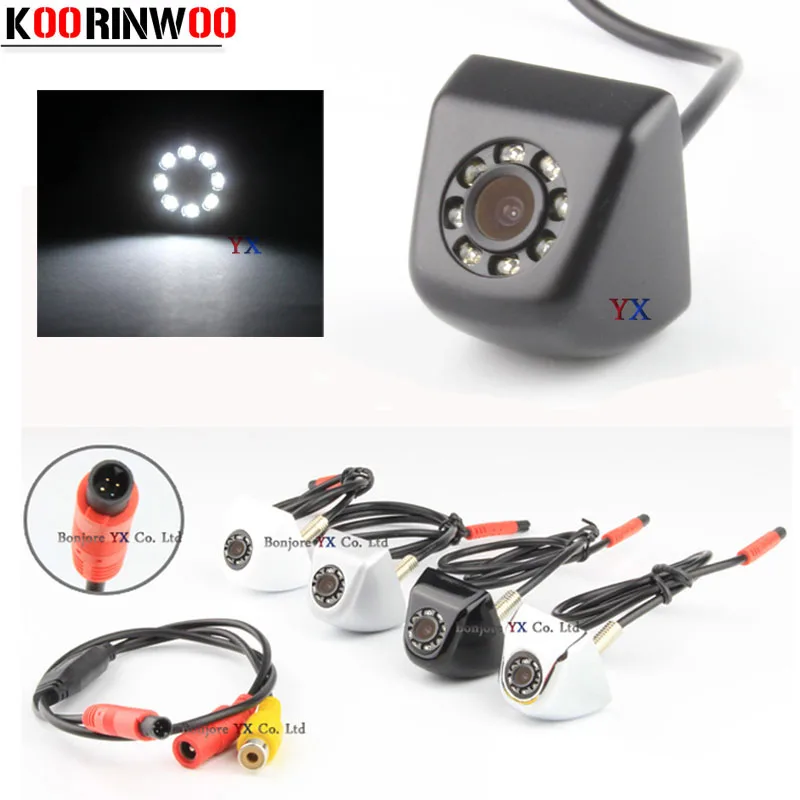 Koorinwoo CCD HD видео Автомобильная камера заднего вида фронтальная камера 8 светодиодный светильник ночное видение парковочная система черный/белый обратный для безопасности
