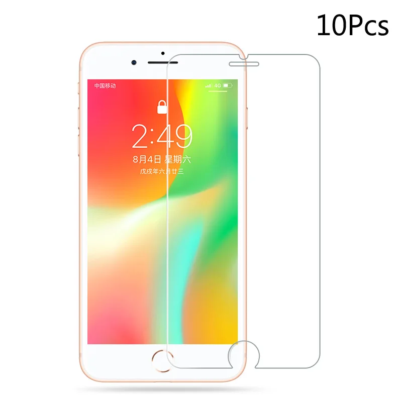 10 قطعة الزجاج المقسى ل iphone 6 6s الزجاج المقسى iphone 7 8 واقي للشاشة الزجاج على ل iphone 7 8 زائد 4 s 5 s se xs ماكس