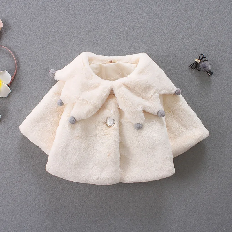 Осень-зима, новинка, милые Куртки для маленьких девочек г. Рождественский костюм шерстяное шаль-пальто для маленьких девочек, детская верхняя одежда принцессы для девочек - Цвет: Бежевый
