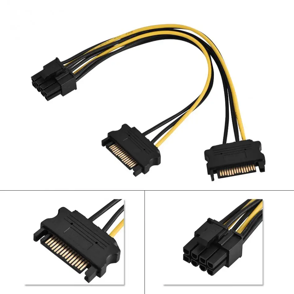 20 см/40 см двойной/одиночный 15 Pin SATA штекер 8 женский источник питания для майнинга