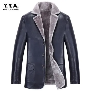 

Winter New Fashion Mens Leather Jackets Man Fur Lining Sheepskin Genuine Leather Jacket Warm Jaqueta Couro Masculino Size