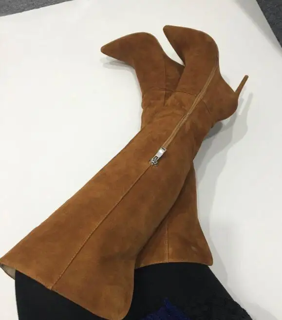 

Carpaton 4 Colors Avaliable Winter Ladies suede long boots pointed side zipper high heel knee high boots sexy stilettos