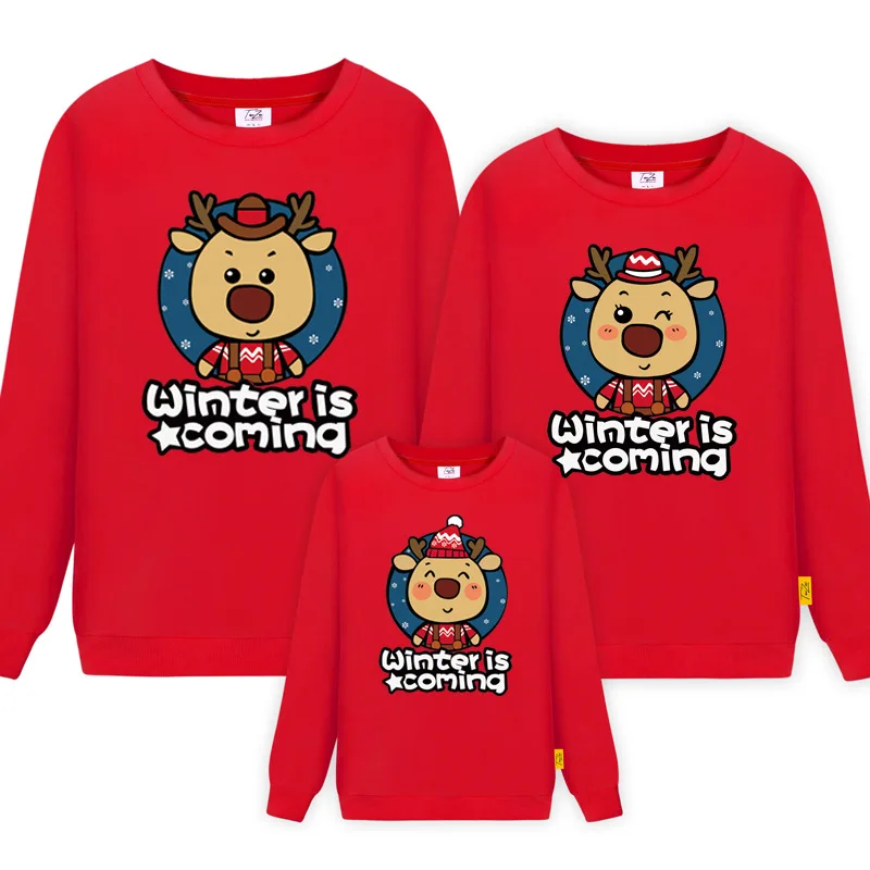 

2019 Christmas Family Matching Outfits Sweater for Mother Father Son and Daughter New Year Mom Dad ME Print Family Look Clothes