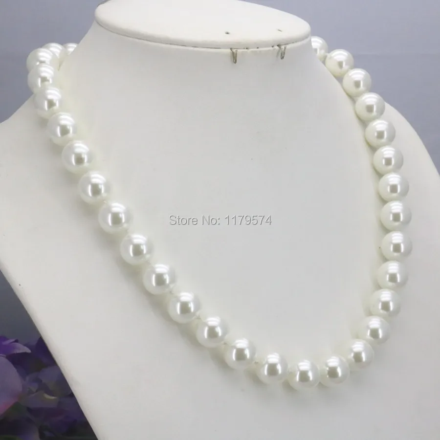 Women Girls 10mm White Round Shell Pearl Beads Necklace Bracelet Earrings Sets Jewelry - Image 6