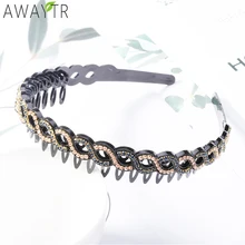 AWAYTR-Diadema Retro de cristal con dientes para niña y mujer, tocado fijo, joyería artesanal, accesorios para el cabello