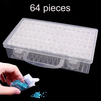 

NEW BOX Diamond Embroidery Diamond Painting Tool 64 Lattice Transparent Plastic Storage Box 64/20 Grid Jewelry Drill Storage Box