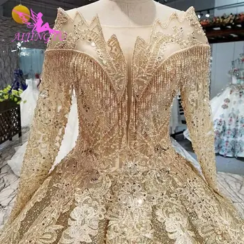 شراءAIJINGYU فساتين الزفاف في دبي فستان فاخر القوطية عينة حقيقية الحجاب ثوب شراء فساتين الزفاف على الانترنت