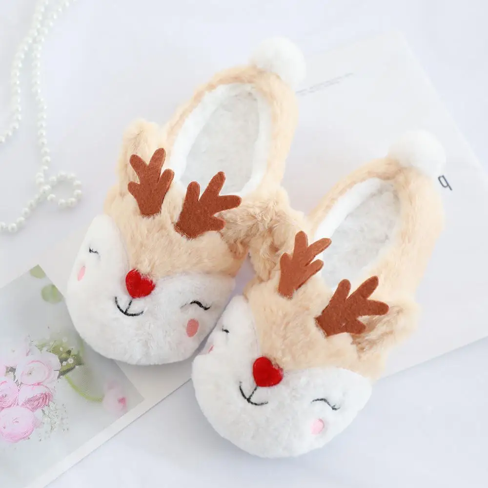 

Millffy Winter Woman Slippers Plush Warm Cotton Home Slippers Christmas Elk Indoor Shoes Ladies Woman Floor Mules Shoes Women