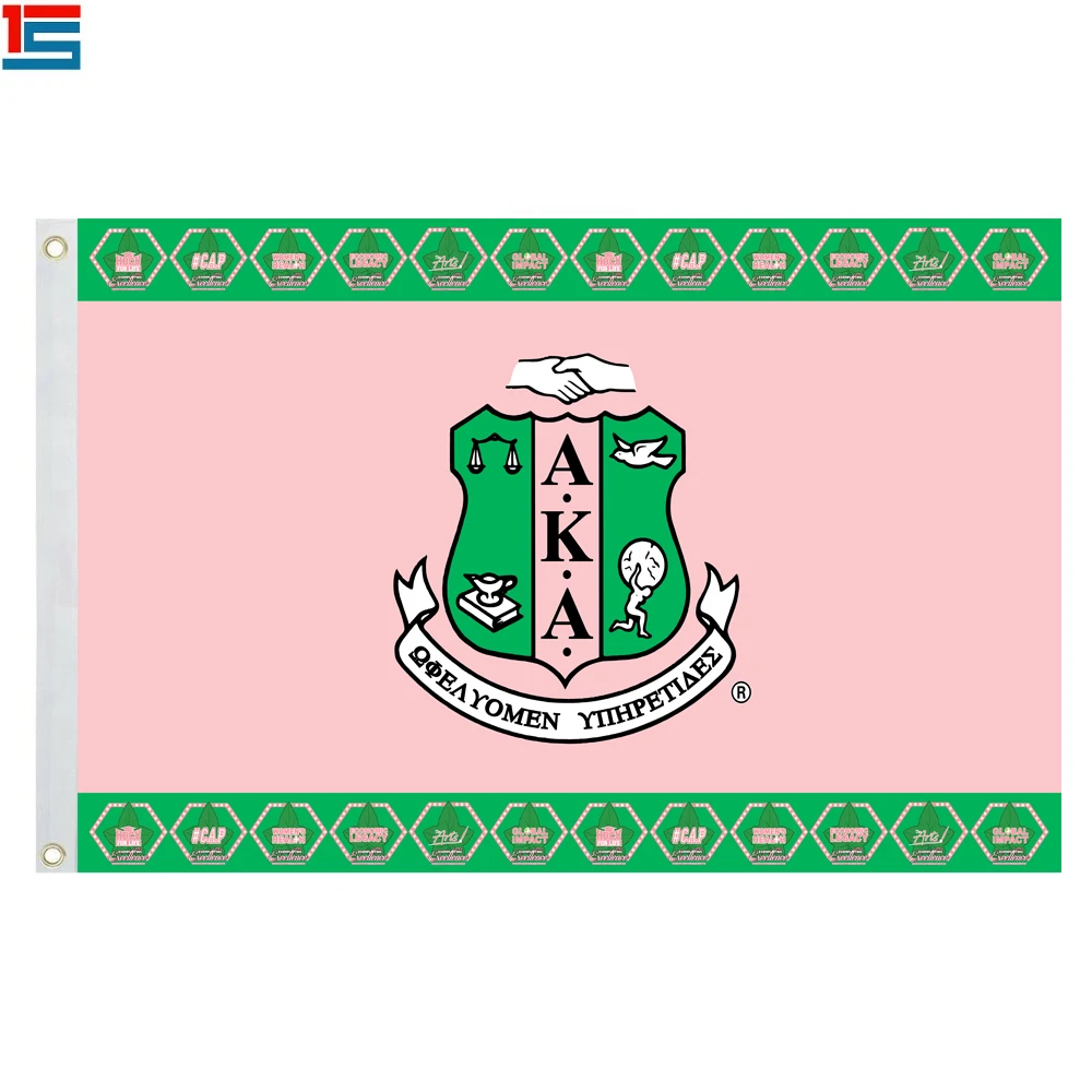 Розовая и зеленая версия Alpha Kappa Flag AKA Sorority флаг братства с 2 люверсами известный