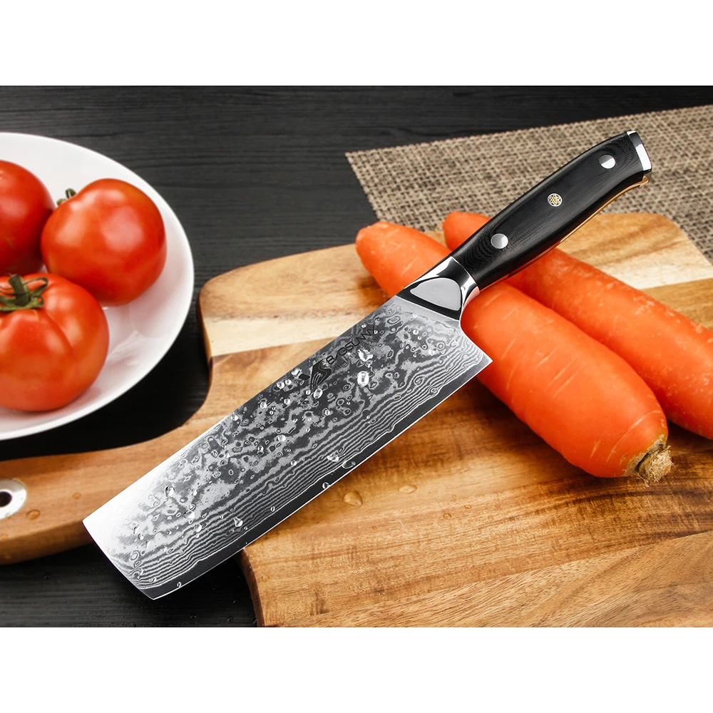 Нож клинок BIGUNNY Nakiri Knife7 дюймов дамасский Овощной Кливер лезвие из нержавеющей