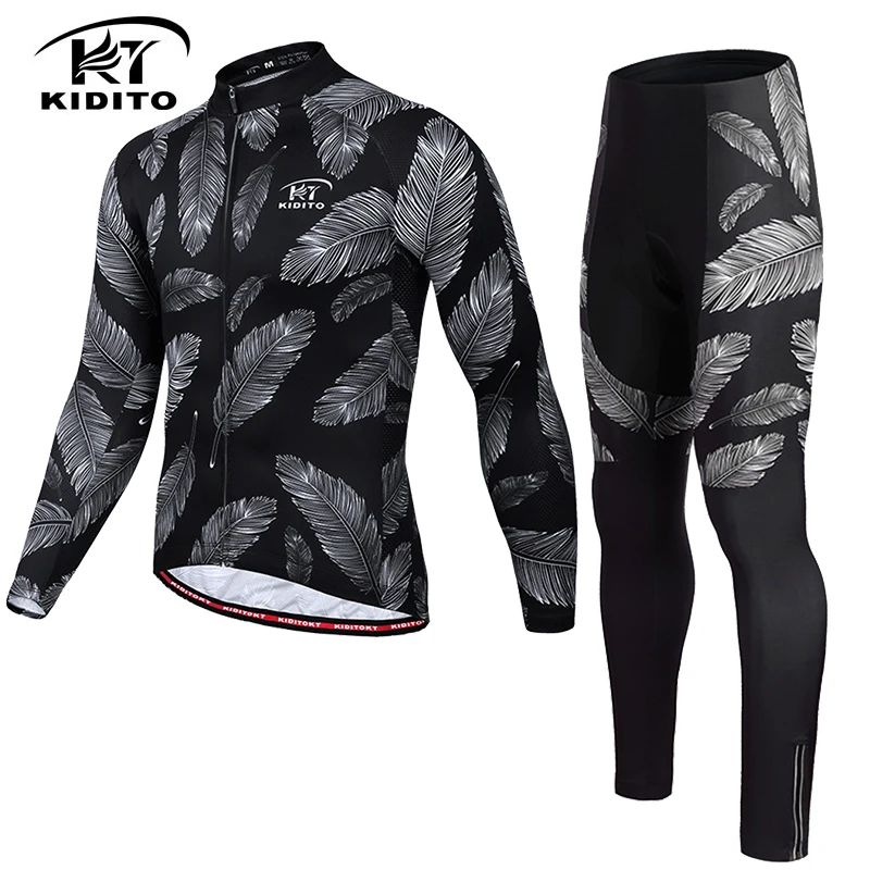 Jersey and Pants KIDITOKT зимняя одежда с длинным рукавом для велоспорта, набор тепловых Джерси для горного велосипеда, одежда для велоспорта, сохраняющая тепло, одежда для велоспорта, костюм - Цвет: Jersey and Pants