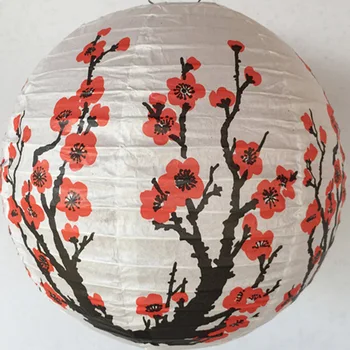 

10pcs/lot Plum Blosson Pattern Round Paper Lanterns Lamp Covers Party Lampions