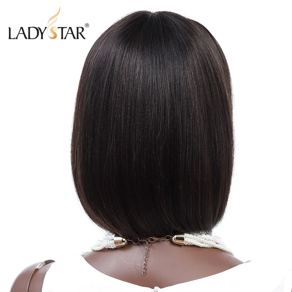 LADYSTAR короткие кружевные парики из человеческих волос, бразильские прямые волосы remy Bob, предварительно выщипанные u-образные кружевные парики для женщин