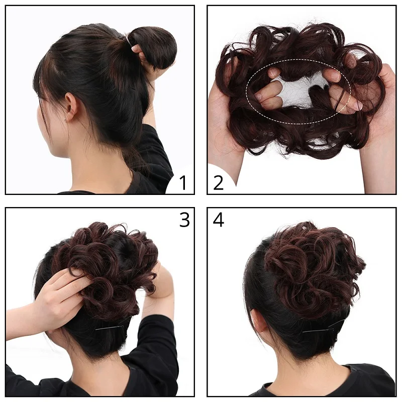 Synthetic Straight Donut Chignon Hair Bun Hairpieces Extensions Black Brown Blonde Chignon Hair Bun Wig For Women Heat Resistant