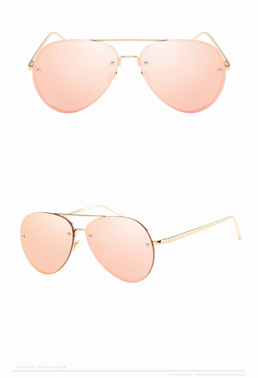TOYEARN Модные Винтажные Солнцезащитные очки без оправы для женщин и мужчин ретро с прозрачными линзами брендовые дизайнерские зеркальные солнцезащитные очки для женщин