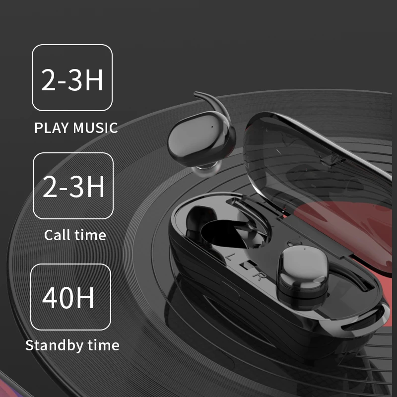 Сенсорный экран работают наушники-вкладыши TWS Bluetooth наушники V5.0 Двойной Наушники Стерео звонки воспроизведения музыки Беспроводной гарнитура с Портативный зарядный чехол