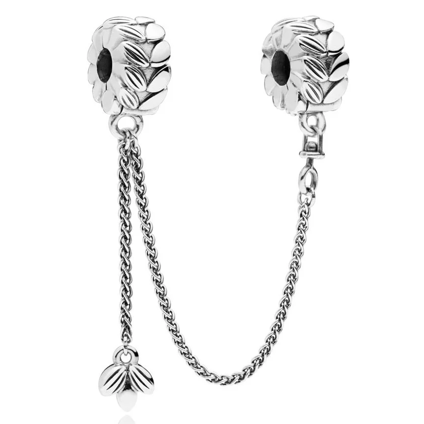 

New 925 Sterling Silver Bead Charm Vintage Grains Of Energy Safety Chain Bead Fit Pandora Bracelet Bangle Diy Jewelry