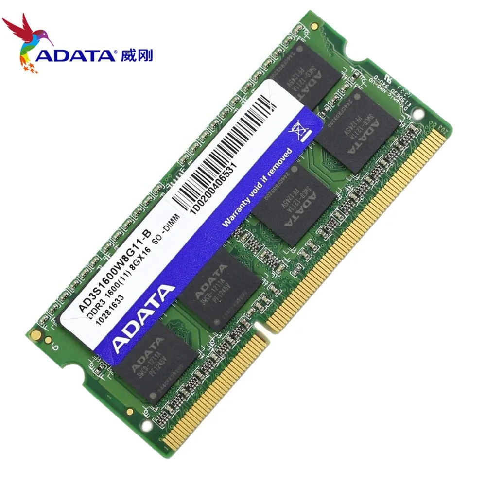 AData DDR3 8 Гб 1600 МГц PC3 12800 ноутбук RAM SO DIMM 1333 10600 8G 204 PIN память ноутбука|Оперативная