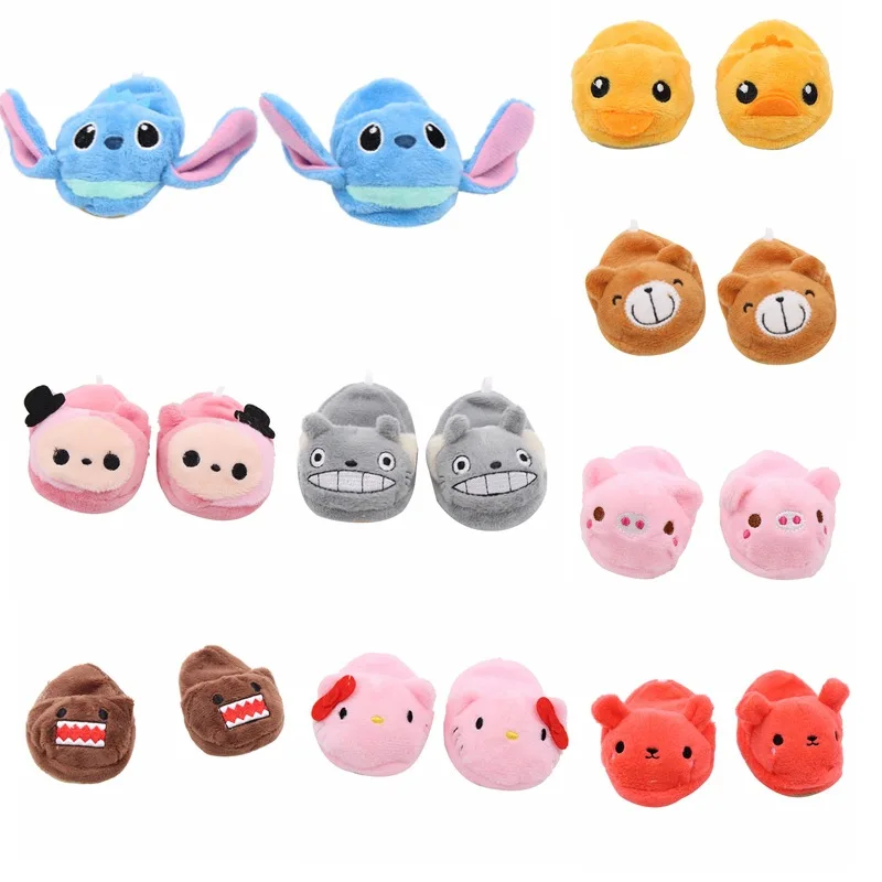 

12 Colors Doll Plush Rabbit Slippers Cartoon Duck Fit 18 inch Girl Doll Or 43cm Baby New Best Birthday Gift Doll Accessories