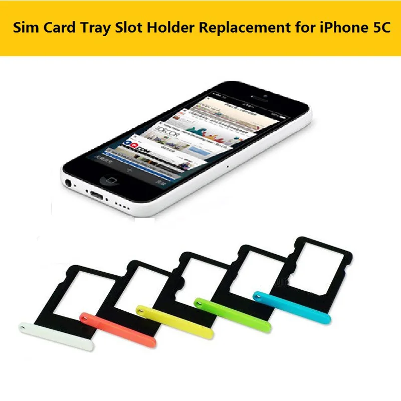 Colorful Sim Card Tray Slot Holder Replacement for Apple iPhone 5C Sim Card Slot Card Tray for ...