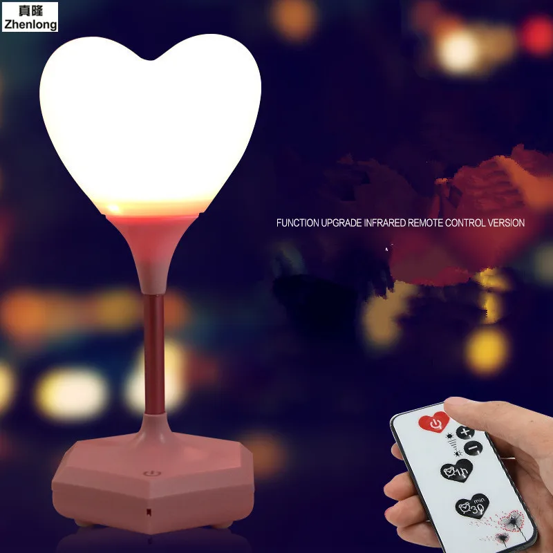 

Creative Cozy Led Third Gear Touch Remote Control USB Charging Heart-shaped Night Light Love Silicone Can Record Small Desk Lamp