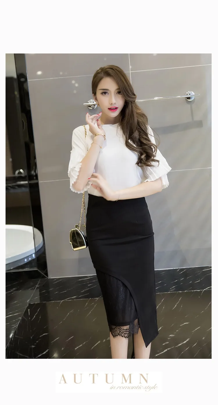 Высокое качество S-5XL Для женщин офисные юбки в деловом стиле модные тонкие сексуальная облегающая юбка-карандаш юбка кружева лоскутное