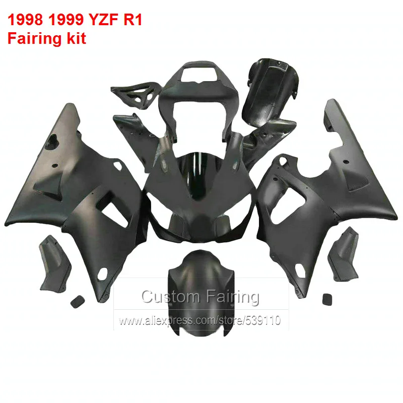 Обтекатели 100% fit для YAMAHA YZF R1 1998 1999 Модель 98 99 (все черные) комплект обтекателей