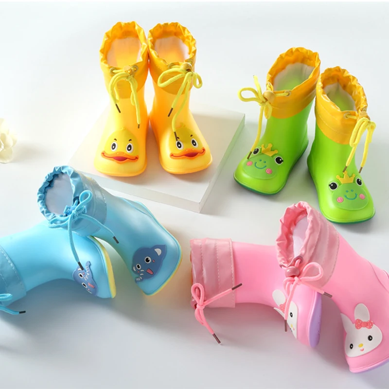 

Baby Girls Spring Rubber Boots Boys Cartoon Rainboots Children Antiskid Rain Boot Toddler Kids Thick Elastic Waterproof Shoes