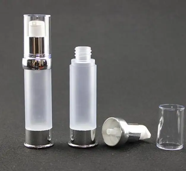 15 мл 20 мл 30 мл серебро матовое безвоздушного бутылка Пластик лосьон Бутылочки безвоздушным насоса может использоваться для косметической