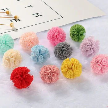 

40pcs/lot 2.5cm elastic mesh Flower Ball For Children Hair Accessories Artificial Fabric Flowers For Headbands