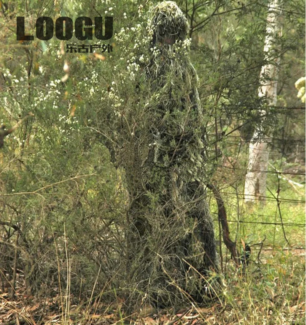 Камуфляж Ghillie костюм Снайпер лесной охотничий наряд 3D Маскировка Униформа камуфляж CS Костюмы Набор джунгли Военная охотничья ткань