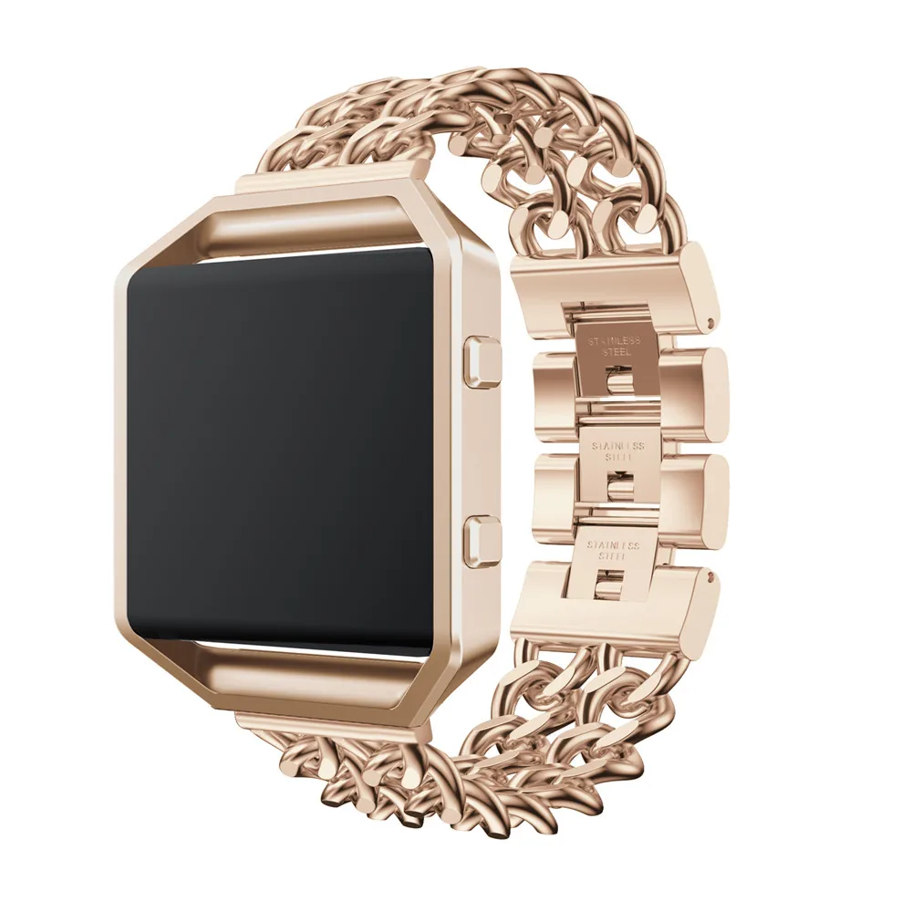 Сплав джинсовой цепи смотреть полосы ремешок для Fitbit Blaze Смарт часы браслет с нержавеющая сталь металлический рамки Чехол