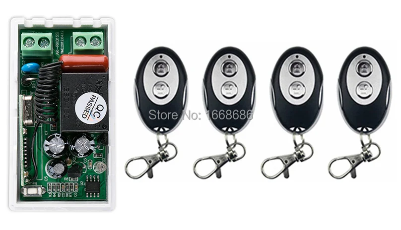 

New AC220V 1CH Wireless Remote Control Switch System 1*Receiver + 4 *ellipse shape Transmitters for Appliances Gate Garage Door