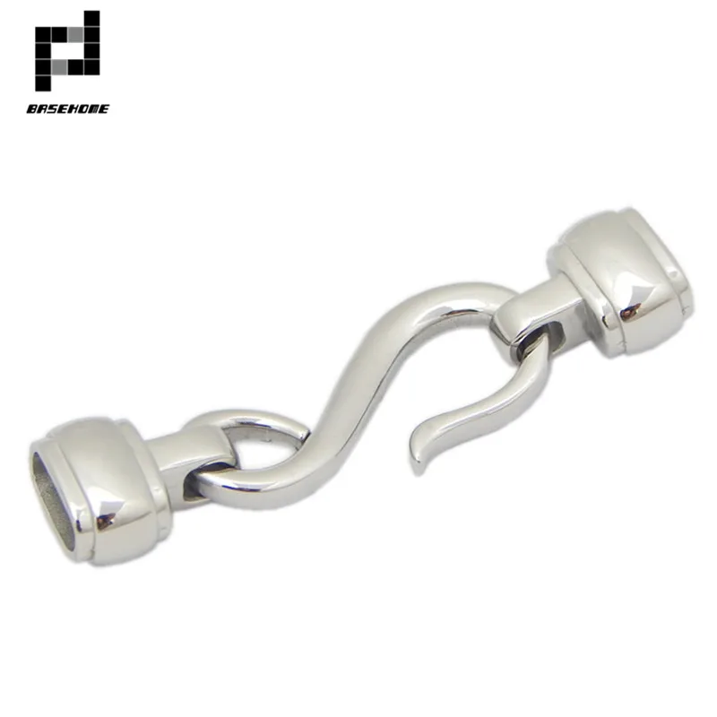 

BASEHOME Stainless Steel Clasp Hooks Clasps for Leather Cord DIY Necklace Bracelet Jewelry Findings