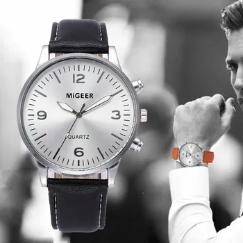 

Men Business Leather Strap Sports Fashion Watch Simulated Quartz Watch Men's watch Wrist Party decoration Business Watch g