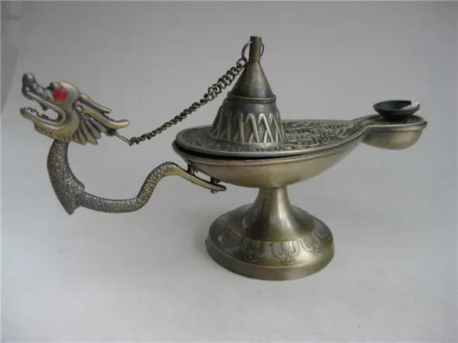 

Handwork Miao Silver & Carving Flower Rare Noble Magical Lamp