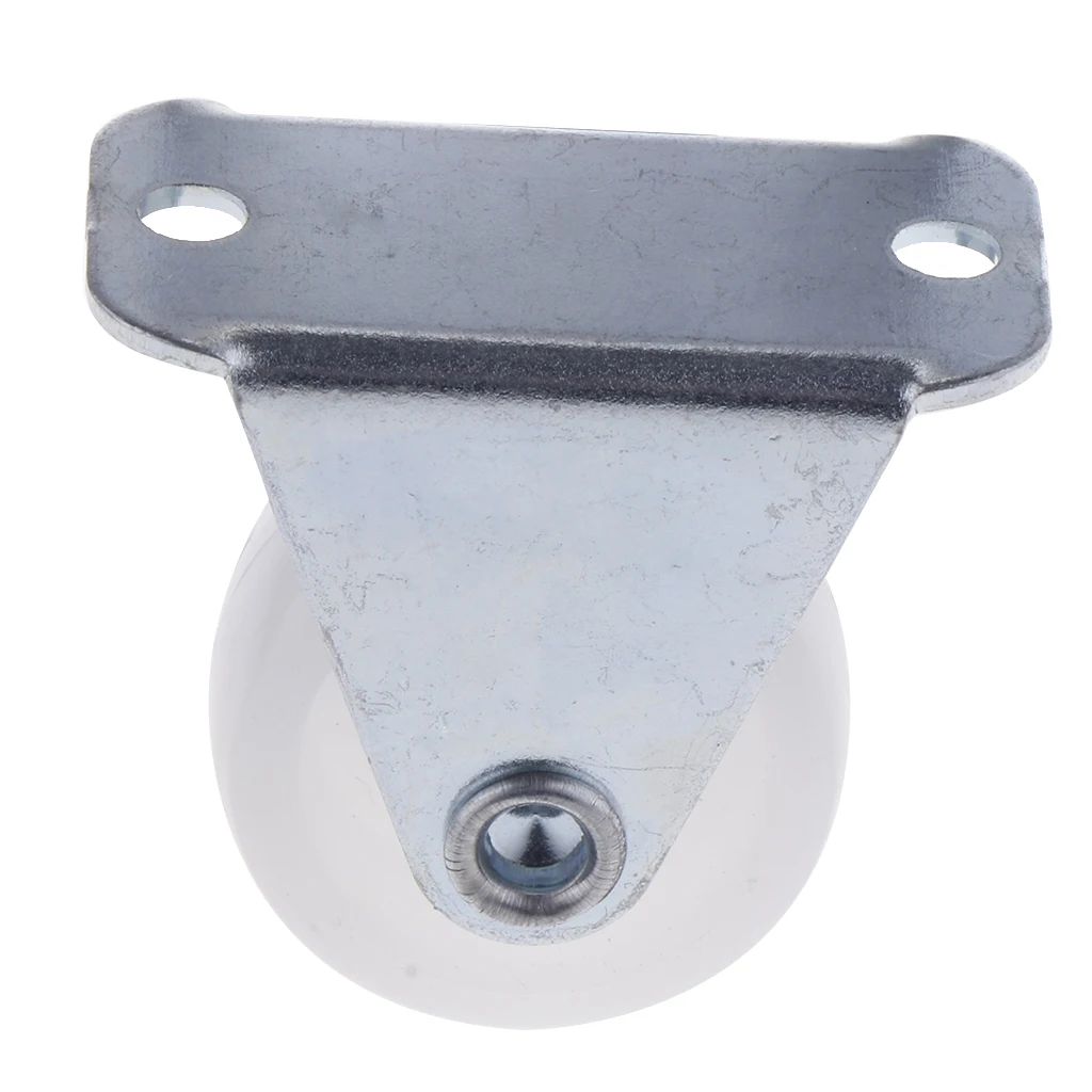 1 Inch White PP Fixed Caster Wheel 10kg 22lbs Cabinet Drawer Trolley Cart, comes with plate mounted on top