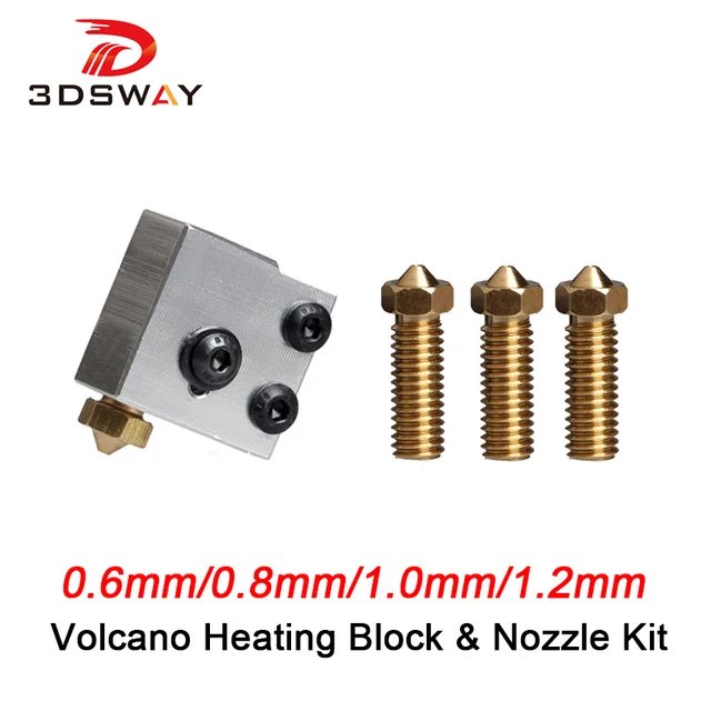 Special Offers 3DSWAY 3D Printer Kit 3D Volcano Heating Block and Nozzle Kit for Large-scale 3D Printing 0.6/0.8/1.0/1.2mm for 1.75mm filament Special Offers 3DSWAY 3D Printer Kit 3D Volcano Heating Block and Nozzle Kit for Large-scale 3D Printing 0.6/0.8/1.0/1.2mm for 1.75mm filament