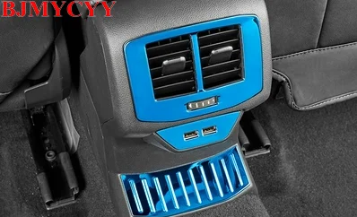 

BJMYCYY rear air conditioner air outlet stainless steel patch decorative frame For Volkswagen T-ROC T ROC 2018 Accessories