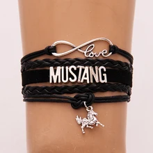 Бесконечность любовь Мустанг Лошадь браслет и браслеты лошадь очарование кожа наручные ювелирные изделия Рождественский подарок для женщин мужчин Прямая