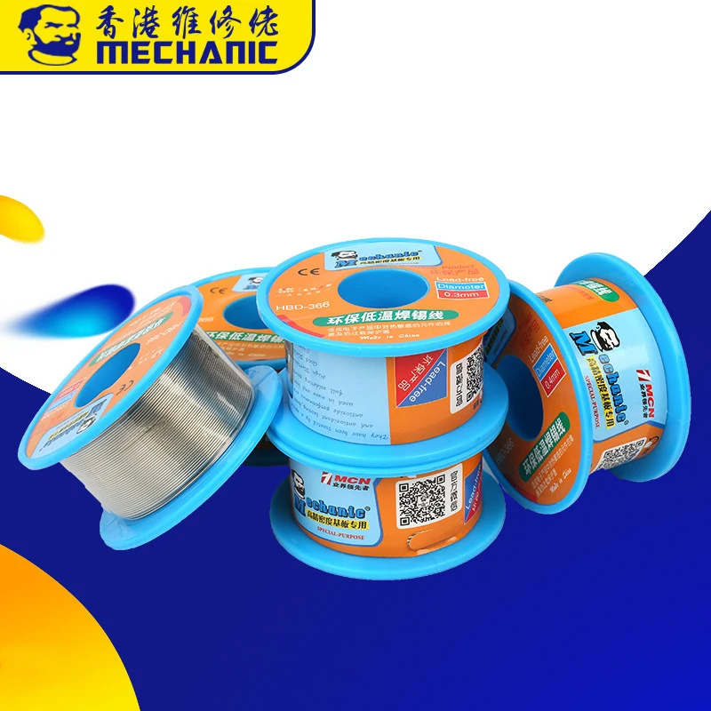

MECHANIC Lead-Free Solder Soldering Wire 0.3/0.4/0.5/0.6/0.8mm Sn42/Bi58 40g Soudure Etain Welding Tin Wire Soldering Wire Roll