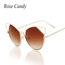 Rose Candy Hot sell 2016 Thin Frame Brand Designer Sunglasses Luxury Cat Eye Sun Glasses for