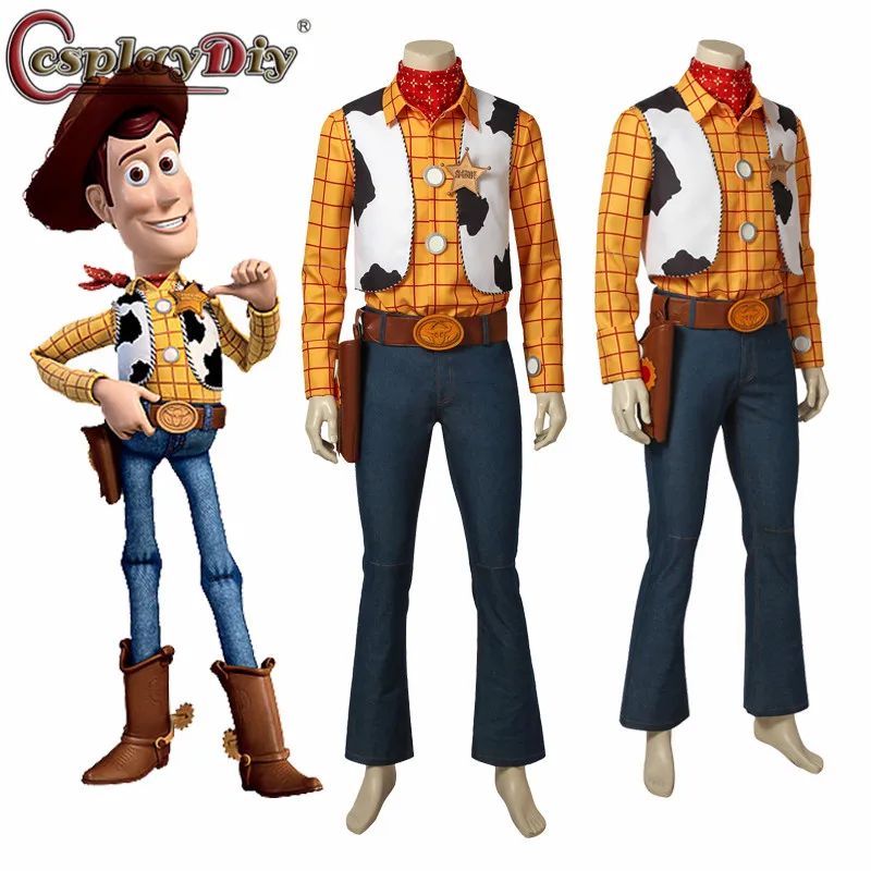 

Cosplaydiy Toy Story 4 Cowboy Sheriff Woody Outfit Costume Stetson Hat Belt Adult Men Cosplay Halloween Outfits Custom Made