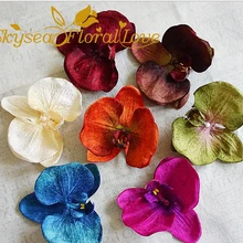 Шелковые бабочки орхидеи Бархат искусственный цветок свадебный автомобиль украшение дома Искусственные головки орхидеи растения шляпа/обувь DIY материал