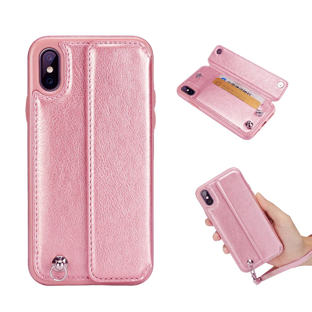 

Brand new for iPhone Xs Max mobile phone case business card holder 8 plus back cover protective cover XR card cover leather case