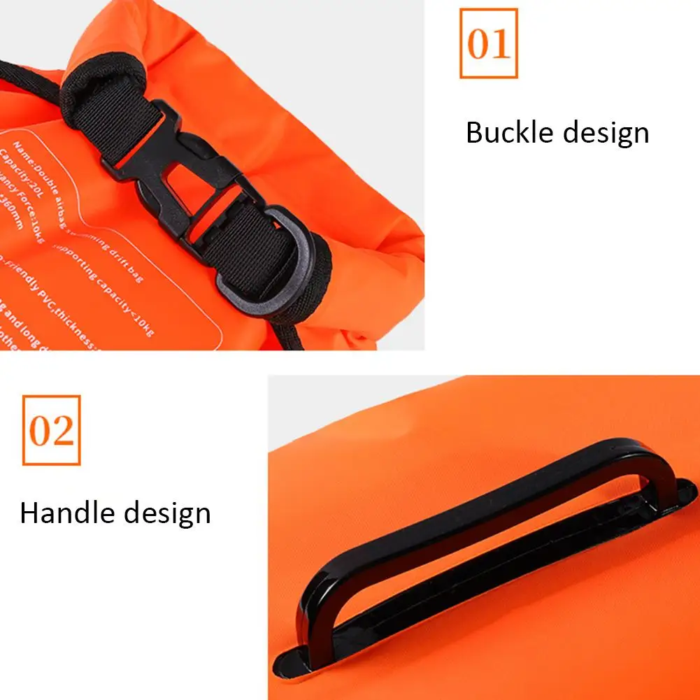 Двойные подушки безопасности надувной плавательный флотационный мешок спасательный круг бассейн флотаций сухой водонепроницаемый нейлоновый мешок для хранения для плавания Дрифтинг