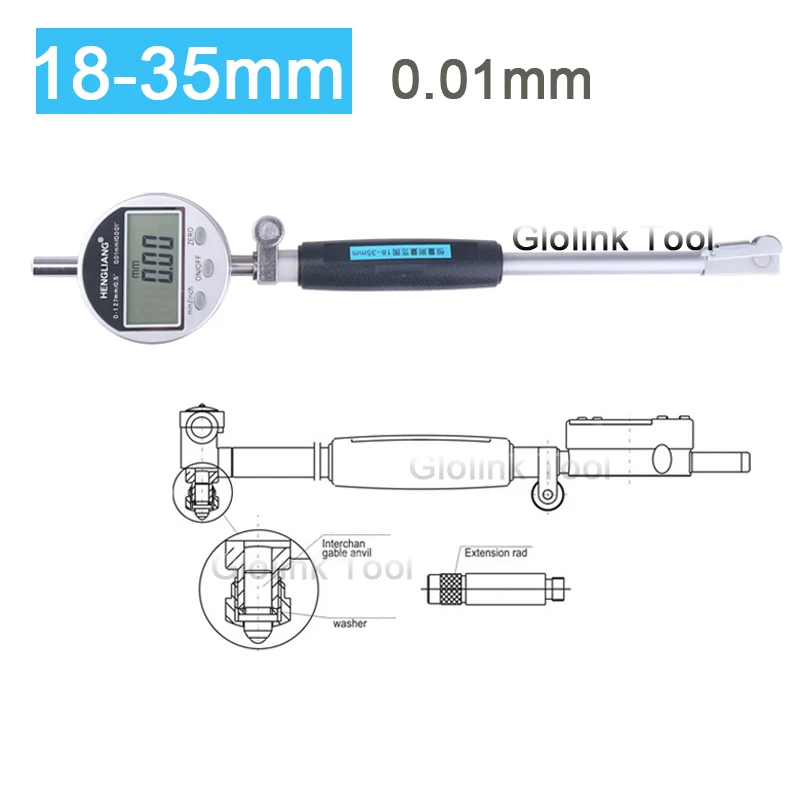 18-35 мм цифровой манометр внутренний диаметр микрометра цилиндр внутреннее отверстие для измерения диаметра измерительный инструмент