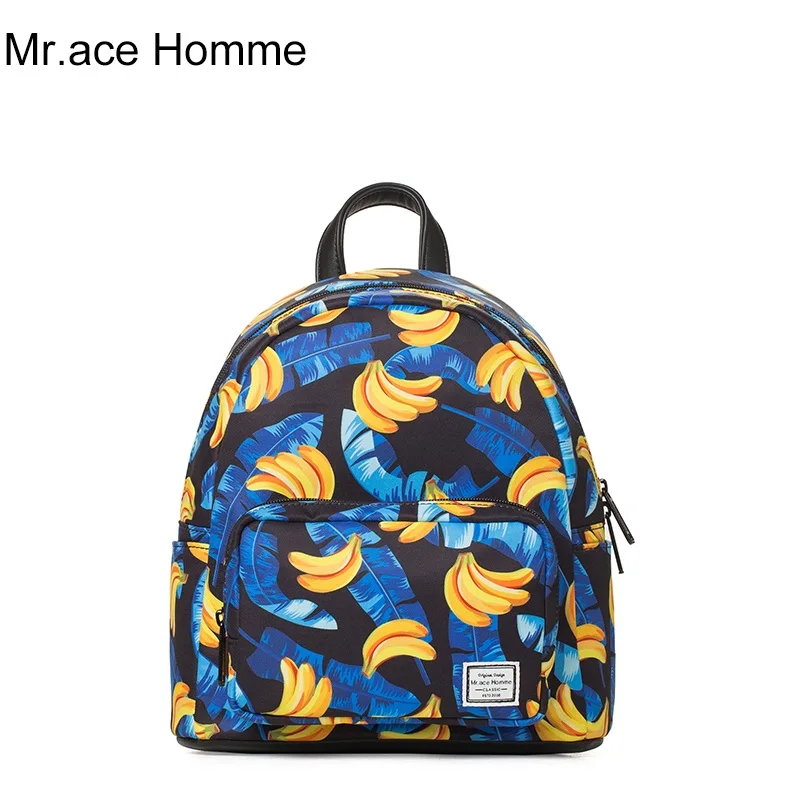 Summer new design banana printing backpack famous brand female mini student school bags for youth ladies